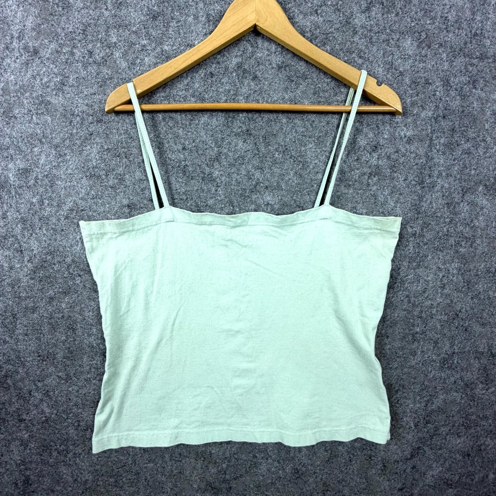 Vintage Paradox Camisole Top Womens XL Green Cotton Square Neck Spaghetti Strap